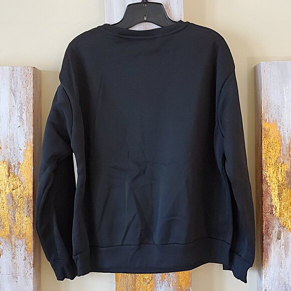 Shein Black Slayr Cross Print Drop Sleeve Casual Sweatshirt SZ M - Picture 5 of 8